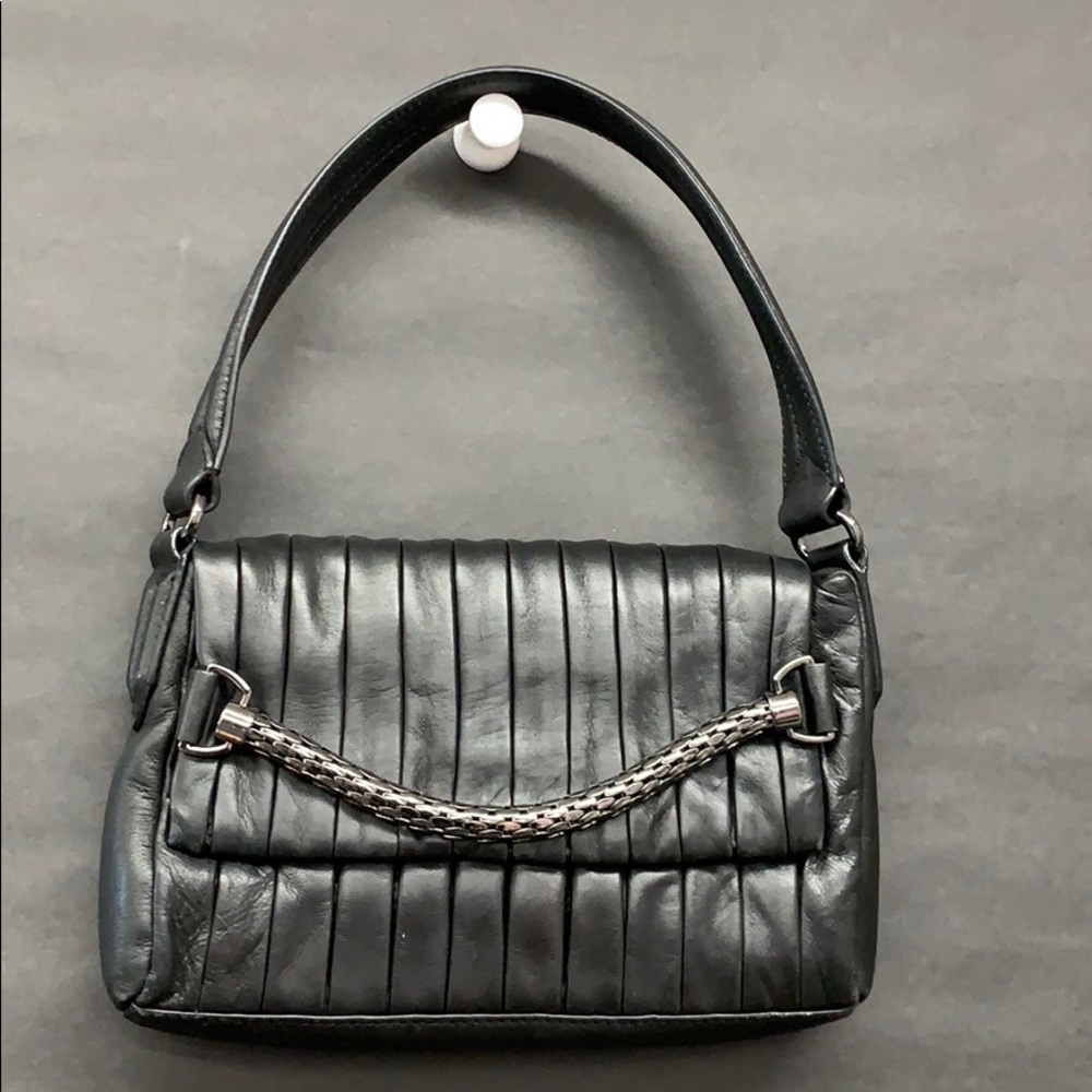 Botkier handbag shoulder black leather gunmetal HW